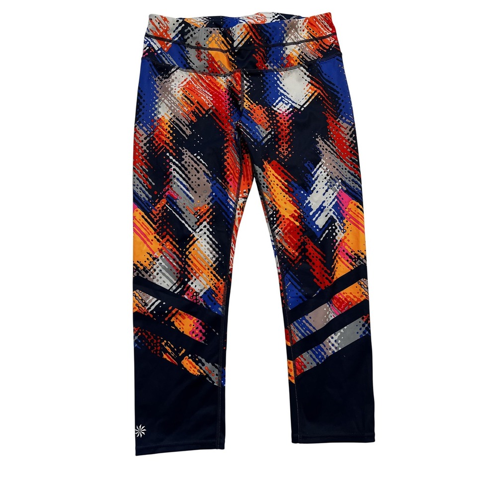 Athleta Pants Womens Medium Multicolor Abstract Print Capri Leggings‎ Workout